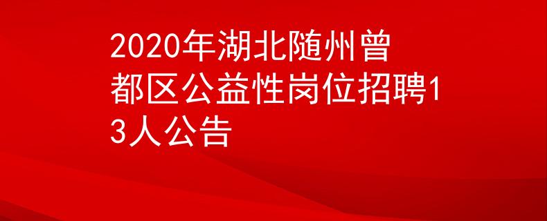 2020年湖北随州曾都区公益性岗位招聘13人公告