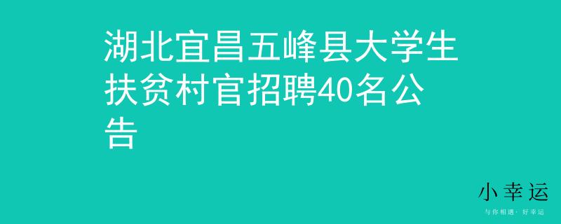湖北宜昌五峰县大学生扶贫村官招聘40名公告