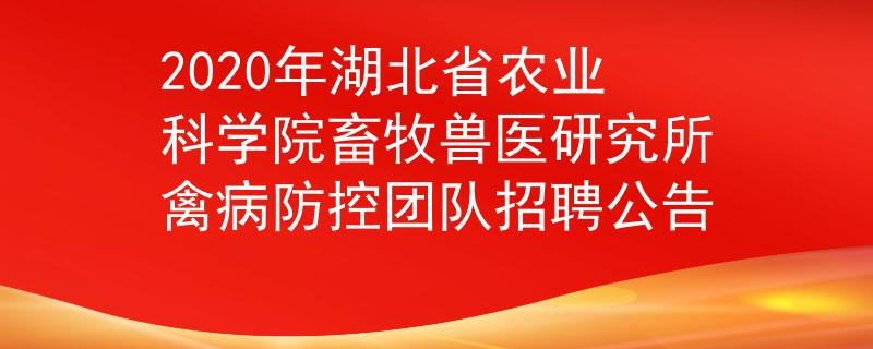 2020年湖北省农业科学院畜牧兽医研究所禽病防控团队招聘公告