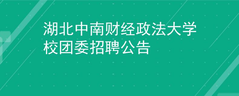 湖北中南财经政法大学校团委招聘公告