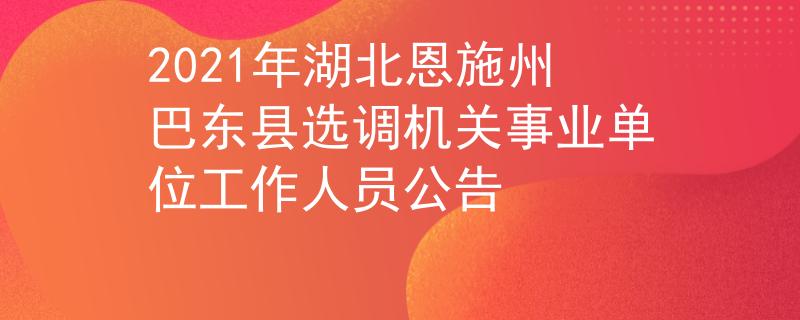 2021年湖北恩施州巴东县选调机关事业单位工作人员公告
