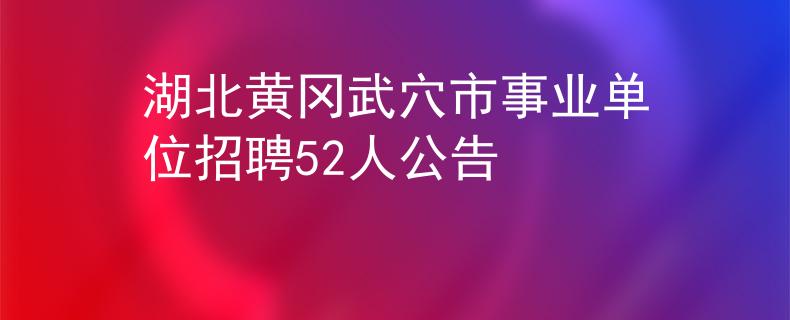 湖北黄冈武穴市事业单位招聘52人公告
