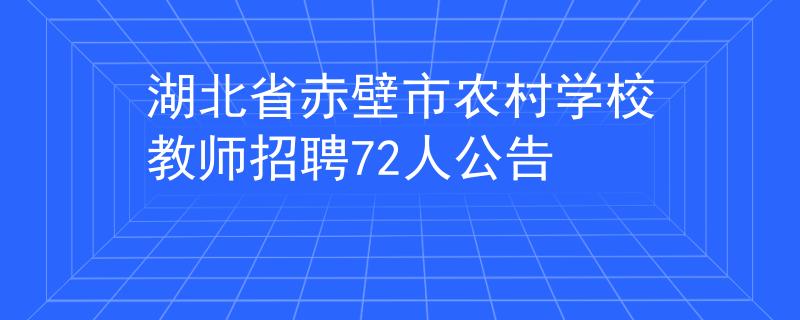 湖北省赤壁市农村学校教师招聘72人公告