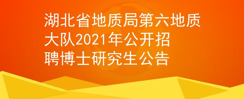 湖北省地质局第六地质大队2021年公开招聘博士研究生公告