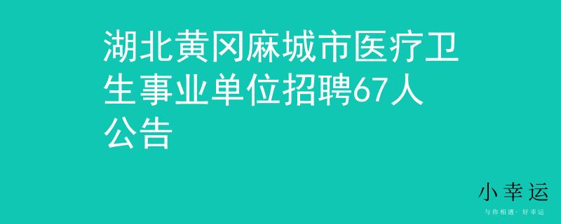 湖北黄冈麻城市医疗卫生事业单位招聘67人公告