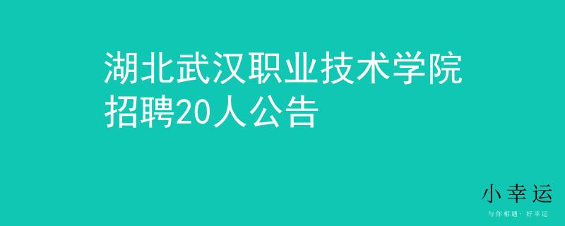 湖北武汉职业技术学院招聘20人公告