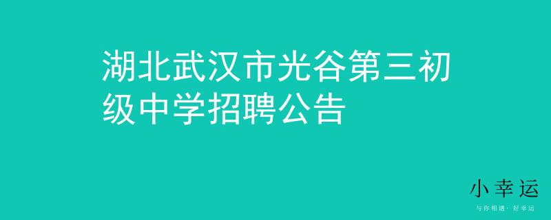 湖北武汉市光谷第三初级中学招聘公告