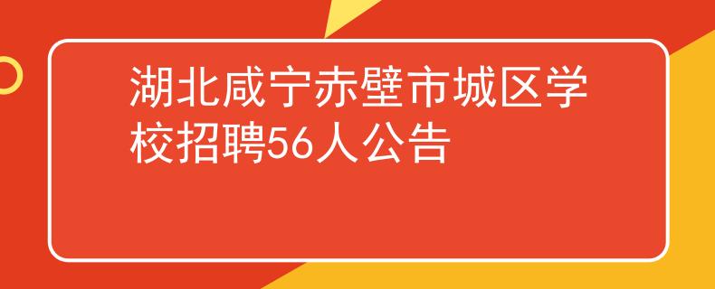 湖北咸宁赤壁市城区学校招聘56人公告