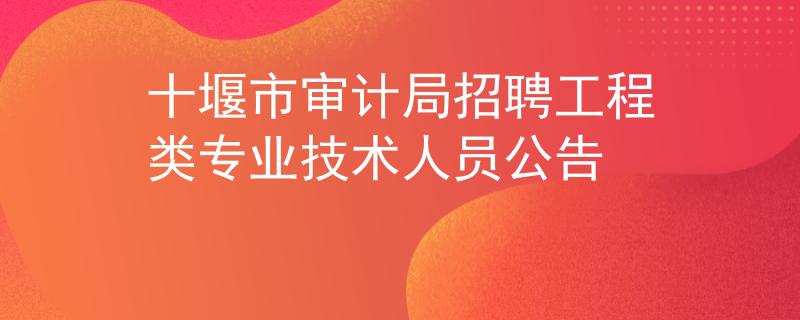 十堰市审计局招聘工程类专业技术人员公告