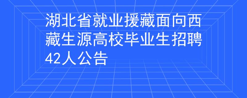 湖北省就业援藏面向西藏生源高校毕业生招聘42人公告