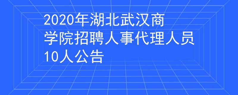 2020年湖北武汉商学院招聘人事代理人员10人公告