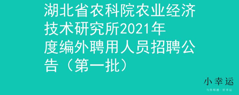 湖北省农科院农业经济技术研究所2021年度编外聘用人员招聘公告（第一批）