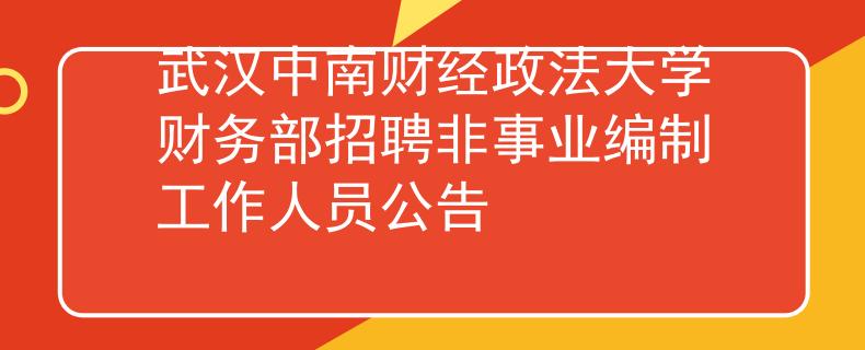 武汉中南财经政法大学财务部招聘非事业编制工作人员公告