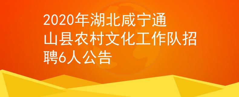 2020年湖北咸宁通山县农村文化工作队招聘6人公告