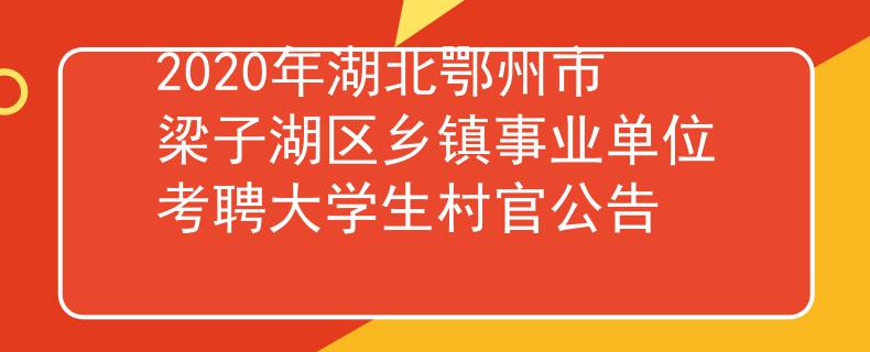 2020年湖北鄂州市梁子湖区乡镇事业单位考聘大学生村官公告