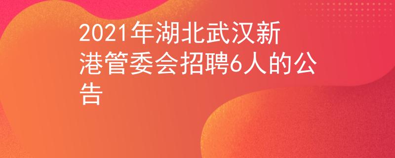 2021年湖北武汉新港管委会招聘6人的公告
