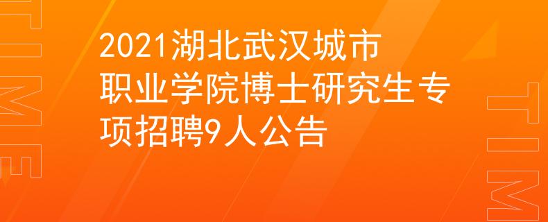 2021湖北武汉城市职业学院博士研究生专项招聘9人公告