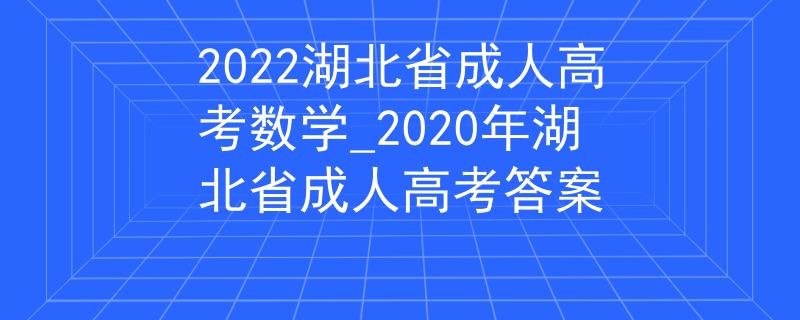2022湖北省成人高考数学_2020年湖北省成人高考答案