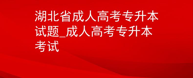 湖北省成人高考专升本试题_成人高考专升本考试