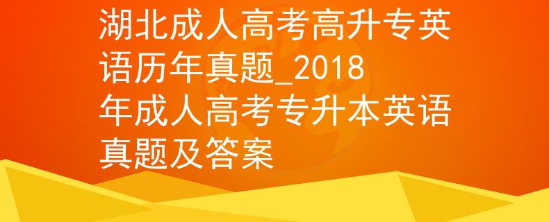 湖北成人高考高升专英语历年真题_2018年成人高考专升本英语真题及答案