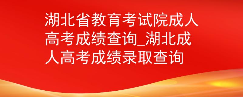 湖北省教育考试院成人高考成绩查询_湖北成人高考成绩录取查询