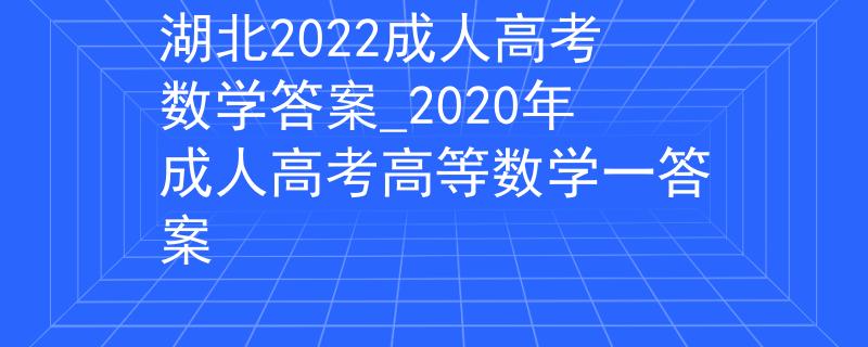 湖北2022成人高考数学答案_2020年成人高考高等数学一答案