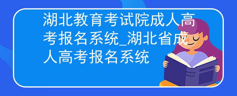 湖北教育考试院成人高考报名系统_湖北省成人高考报名系统