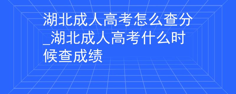 湖北成人高考怎么查分_湖北成人高考什么时候查成绩