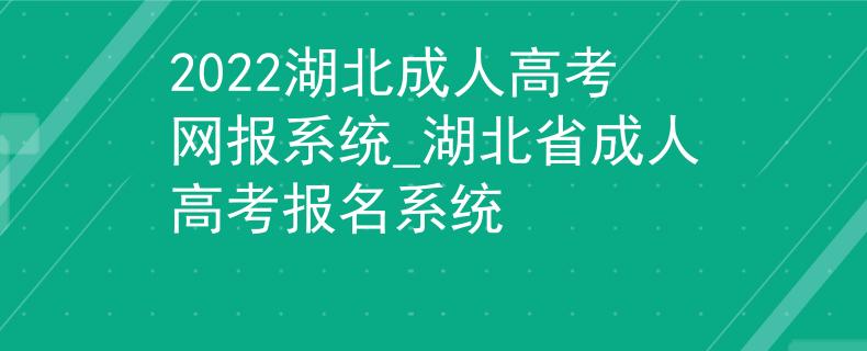 2022湖北成人高考网报系统_湖北省成人高考报名系统