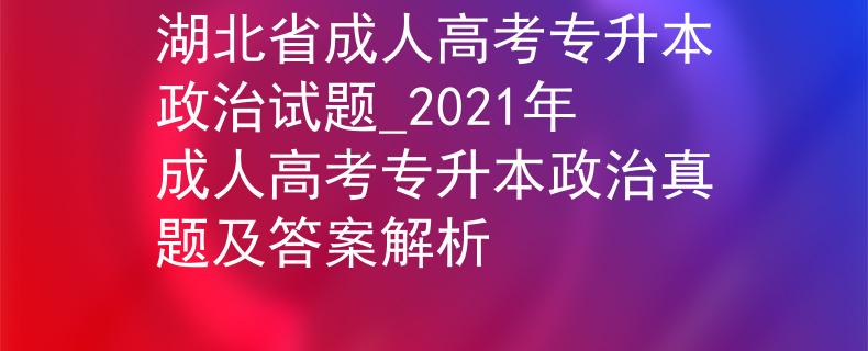 湖北省成人高考专升本政治试题_2021年成人高考专升本政治真题及答案解析