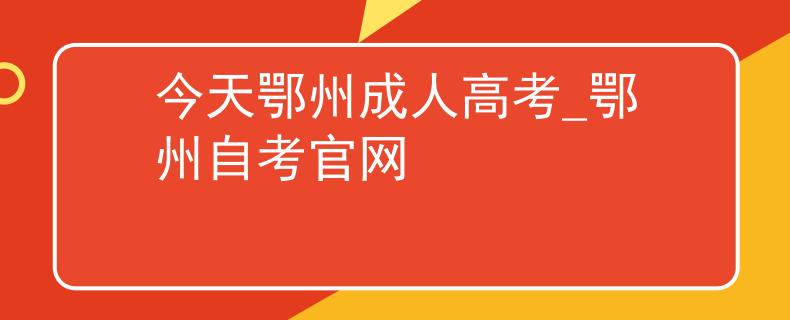 今天鄂州成人高考_鄂州自考官网