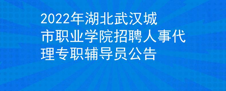 2022年湖北武汉城市职业学院招聘人事代理专职辅导员公告