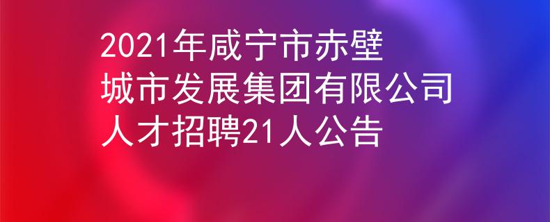 2021年咸宁市赤壁城市发展集团有限公司人才招聘21人公告