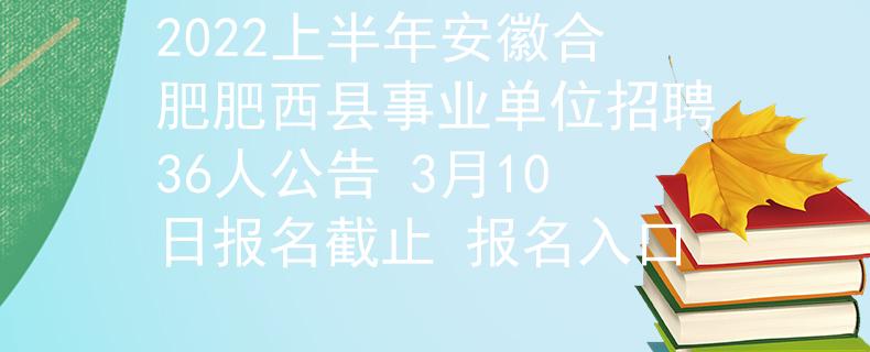 2022上半年安徽合肥肥西县事业单位招聘36人公告 3月10日报名截止 报名入口