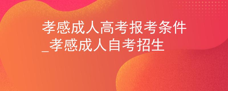 孝感成人高考报考条件_孝感成人自考招生
