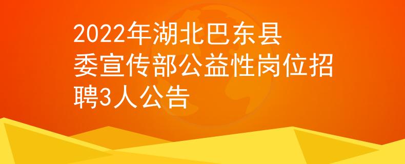 2022年湖北巴东县委宣传部公益性岗位招聘3人公告