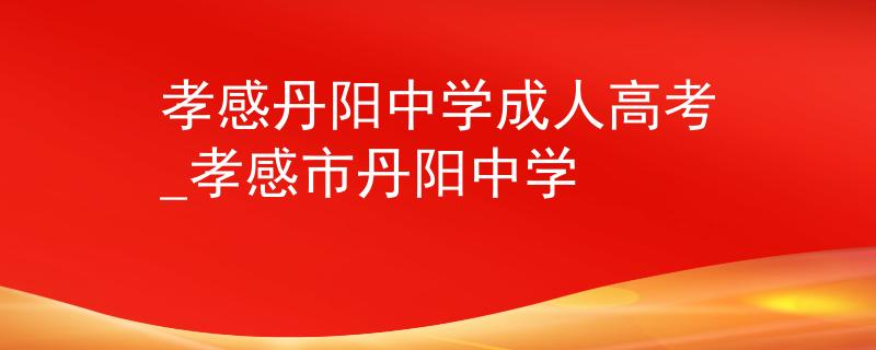孝感丹阳中学成人高考_孝感市丹阳中学