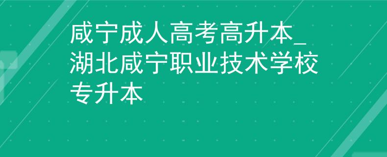 咸宁成人高考高升本_湖北咸宁职业技术学校专升本