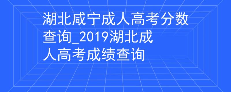 湖北咸宁成人高考分数查询_2019湖北成人高考成绩查询