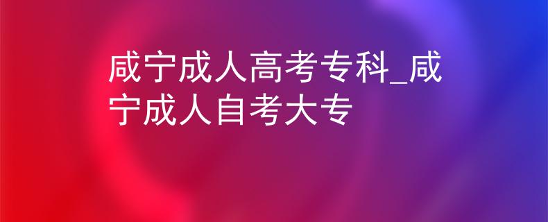 咸宁成人高考专科_咸宁成人自考大专