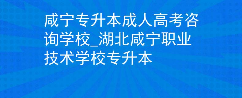 咸宁专升本成人高考咨询学校_湖北咸宁职业技术学校专升本