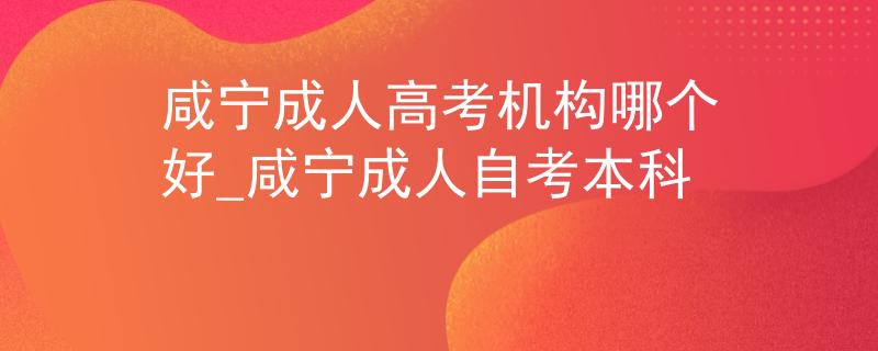咸宁成人高考机构哪个好_咸宁成人自考本科