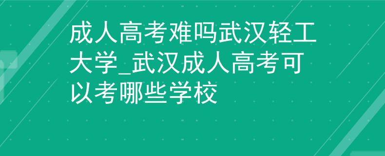 成人高考难吗武汉轻工大学_武汉成人高考可以考哪些学校