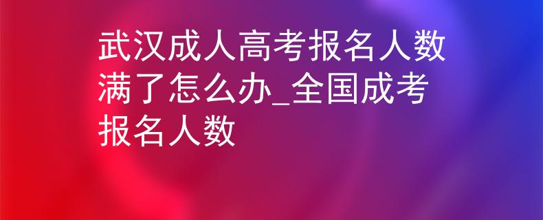 武汉成人高考报名人数满了怎么办_全国成考报名人数