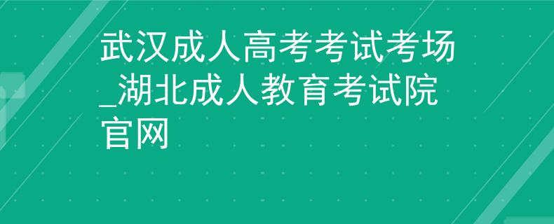 武汉成人高考考试考场_湖北成人教育考试院官网