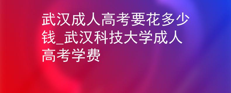 武汉成人高考要花多少钱_武汉科技大学成人高考学费