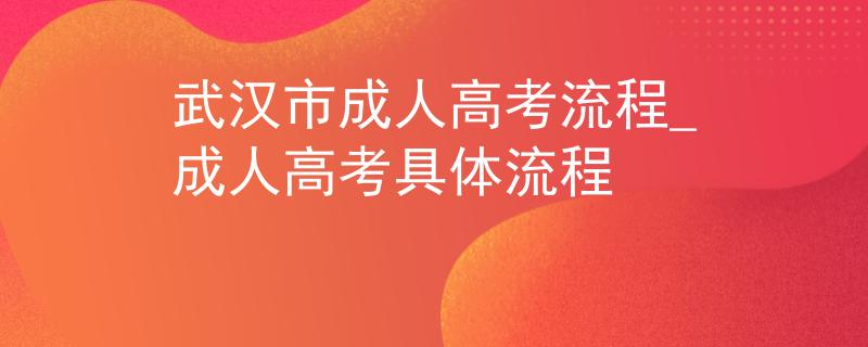 武汉市成人高考流程_成人高考具体流程