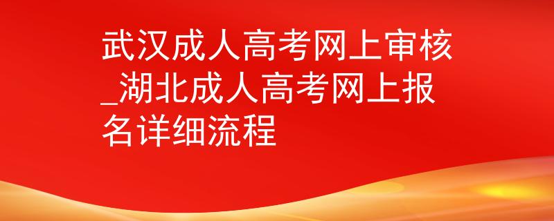 武汉成人高考网上审核_湖北成人高考网上报名详细流程