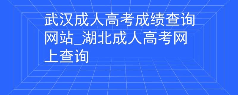 武汉成人高考成绩查询网站_湖北成人高考网上查询