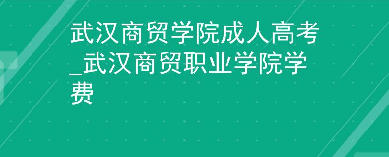 武汉商贸学院成人高考_武汉商贸职业学院学费